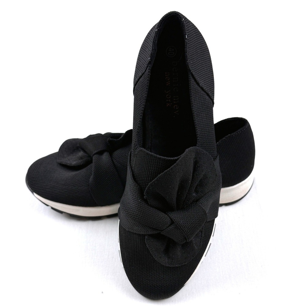 Bernie Mev Shoes Womens Size‎ 40 Black Slip On Bow Knit Comfort Platform